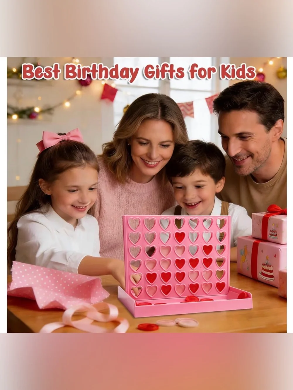 Pink Heart Connect Four Game